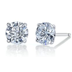 0.73 Carat Round Diamond Solitaire Stud Earrings