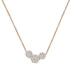 3 Stone Cluster 0.75 Carat Diamond 16-18 Inch Necklace