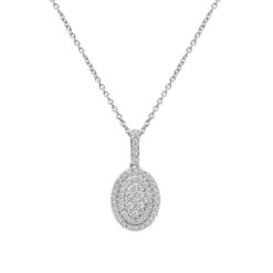 Cluster Oval Double Halo 0.33 Carat Diamond 16-18 Inch Necklace