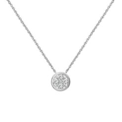 Bezel Clover 0.33 Carat Diamond 18 Inch Necklace