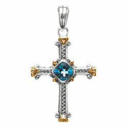 Cross Blue Topaz Necklace