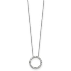 Circle Pendant Cable 0.51 Carat Round Diamond 18 Inch Necklace
