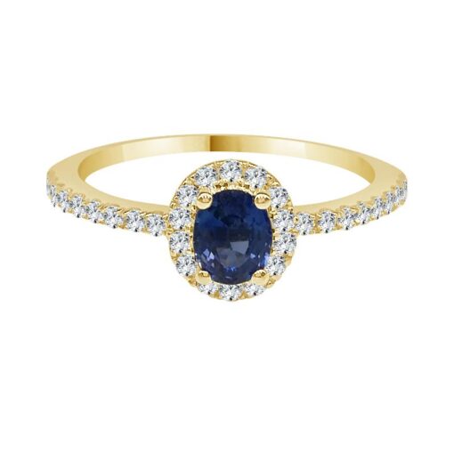 Fana Oval Halo 0.35 Carat Oval Blue Sapphire Ring