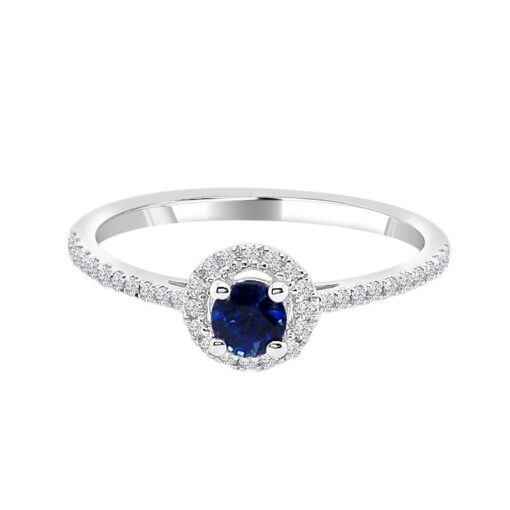 Halo Petite 0.26 Carat Blue Sapphire Ring