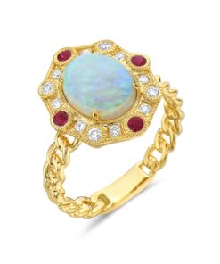 Chain Link With Fancy Halo 1.65 Carat Opal Ring