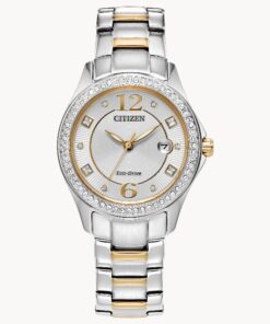 Citizen Crystal Bezel Date Silver Tone Ladies Watch