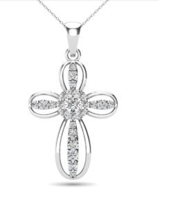 Fancy Openwork Cross 0.20 Carat Diamond Necklace