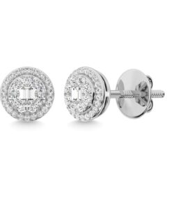 Baguette & Rd Cluster 0.50 Carat Diamond Earrings